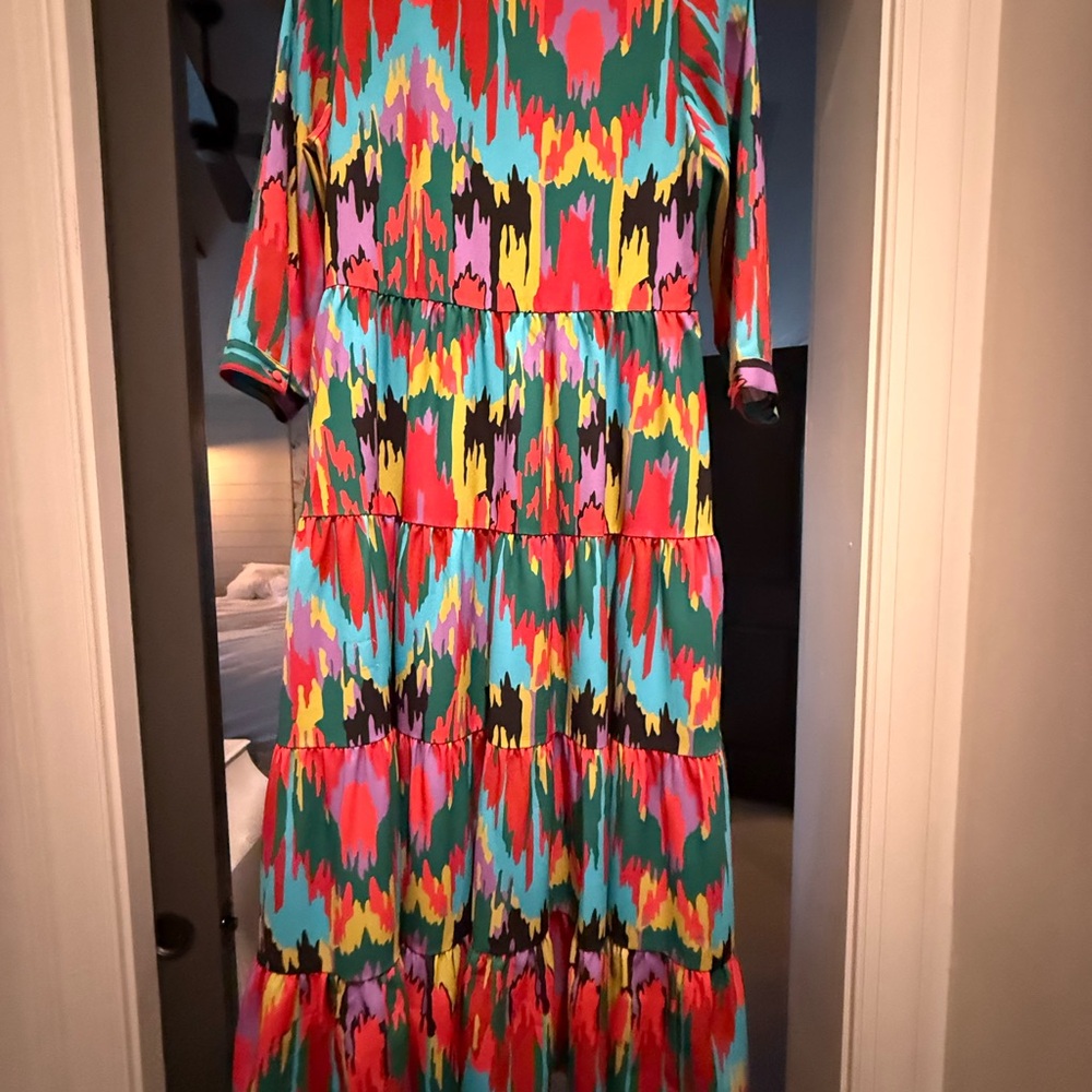 Crosby Colorful Abstract V-Neck Dress